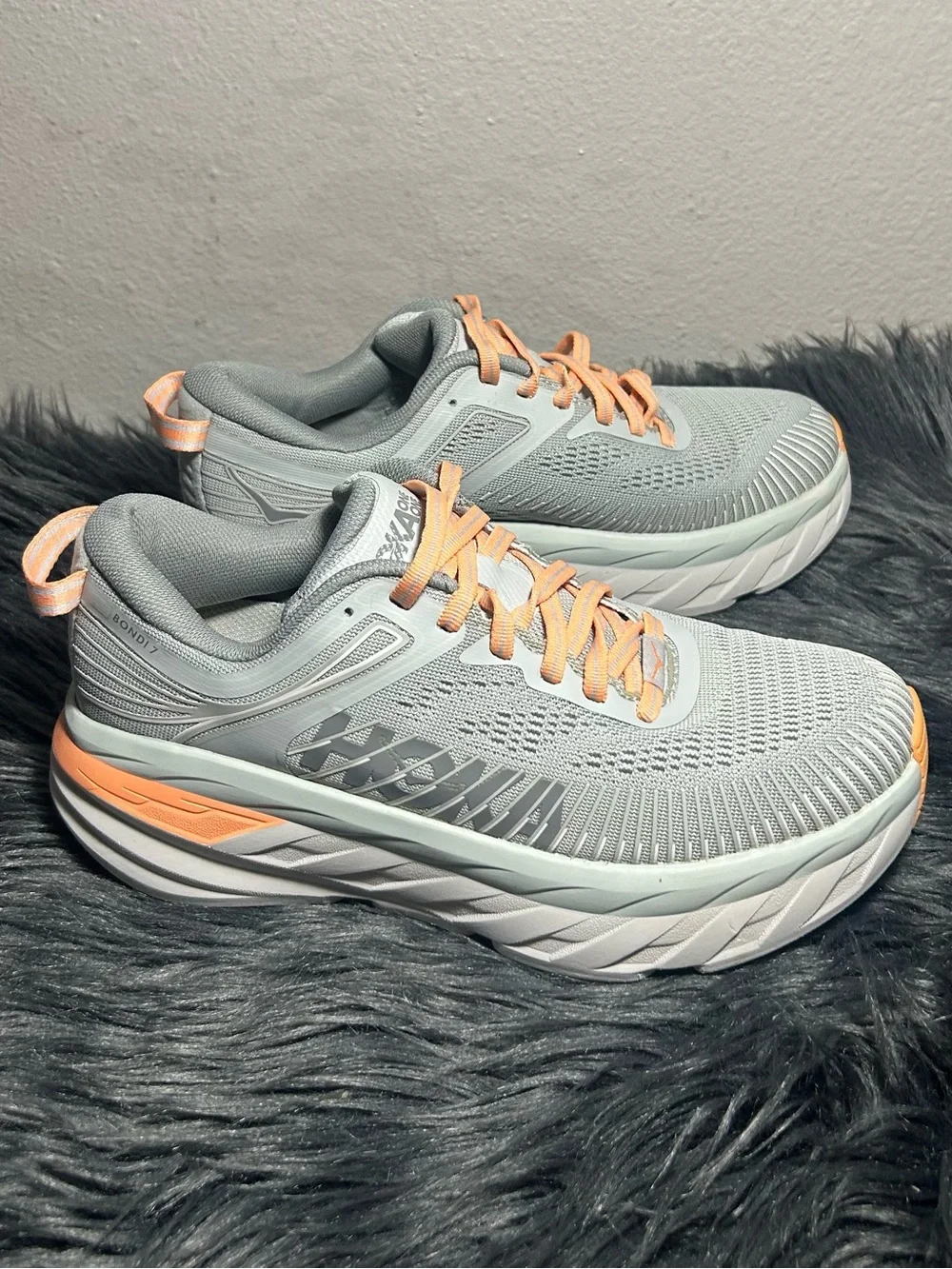 Hoka One One Bondi 7 Running Gray Harbor Mist Comfort Sneakers Size 5.5